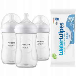 Sada fliaš AVENT Natural Response SCY903/03 + vlhčené obrúsky WaterWipes 1 x 60 ks.